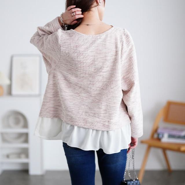 ツイードフェイクレイヤードプルオーバー