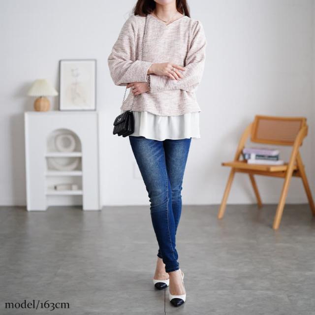 ツイードフェイクレイヤードプルオーバー