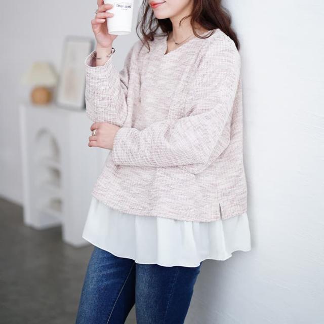 ツイードフェイクレイヤードプルオーバー