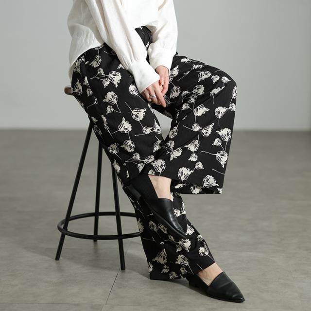 花柄シャドーストライプワイドパンツ