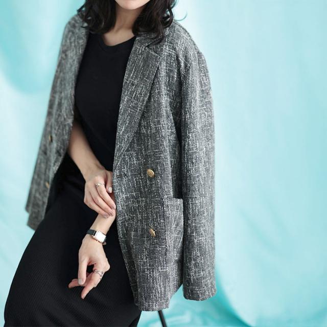 ツイードライクダブルボタンテーラードジャケット