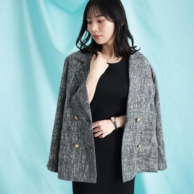 ツイードライクダブルボタンテーラードジャケット
