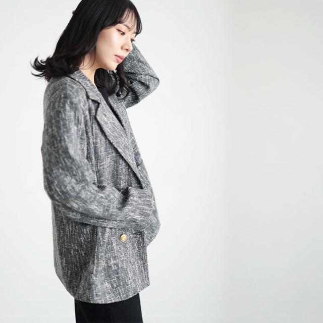 ツイードライクダブルボタンテーラードジャケット