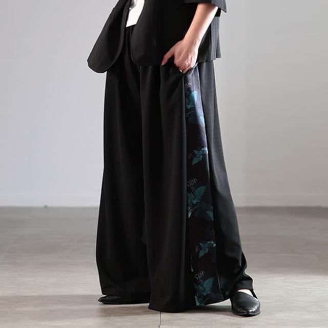 花柄サイドラインワイドパンツ