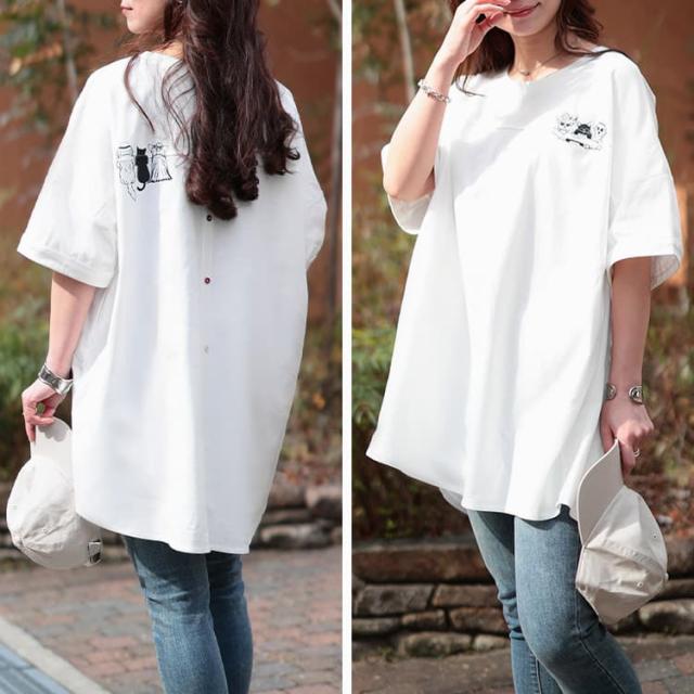 アニマルプリントコットンTシャツ