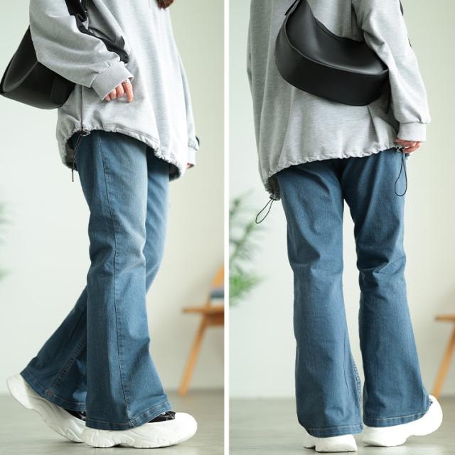 ストレッチデニムフレアパンツ