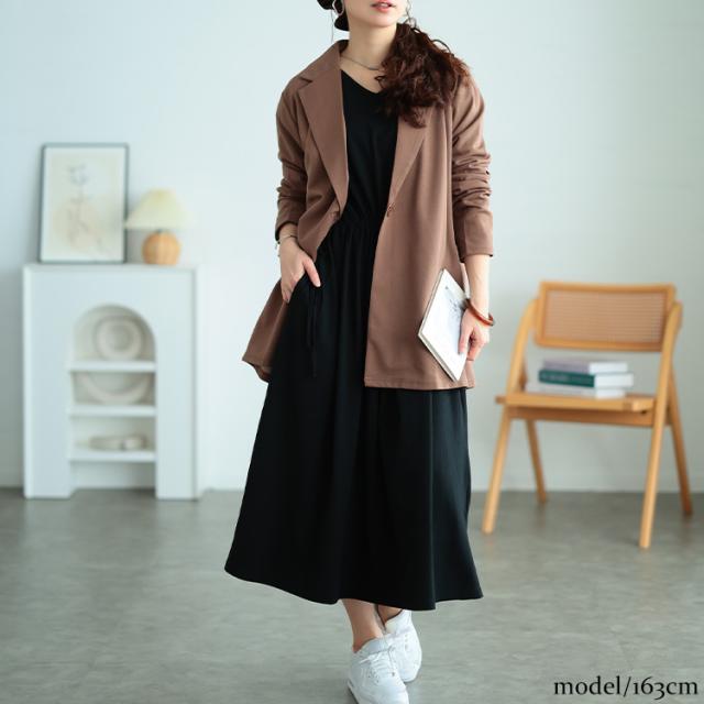 タックショルダーコットンワンピース