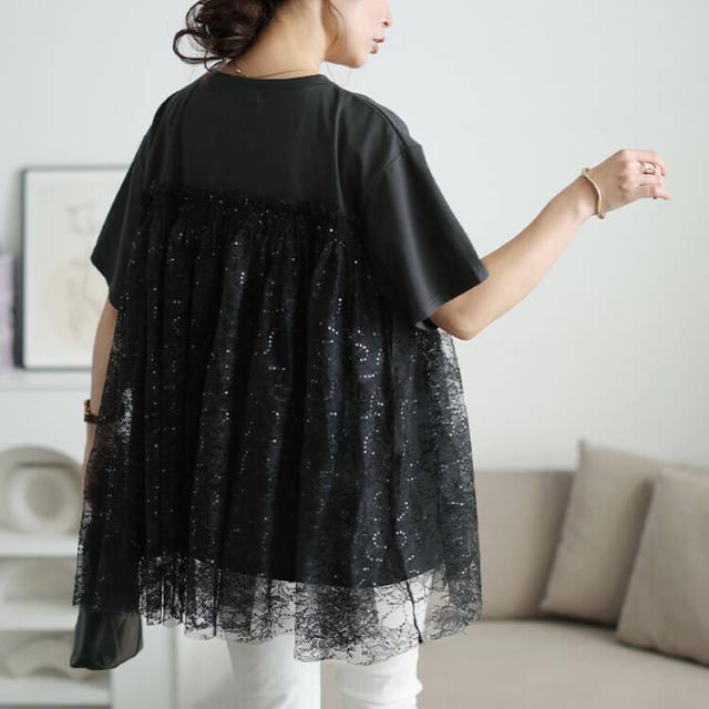 スパンコールレースビスチェ風チュニック