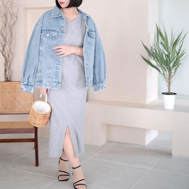 コード刺繍風キャミソール＆リブワンピースセットアップ