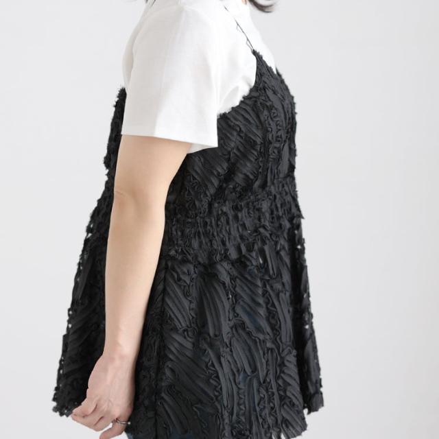 コード刺繍風キャミソール＆リブワンピースセットアップ