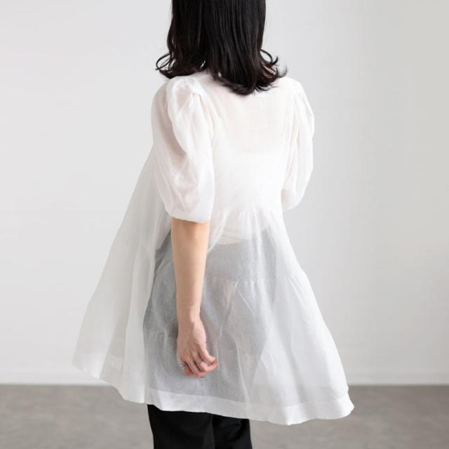 シアー半袖ティアードチュニック