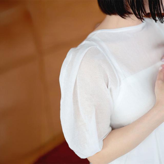 シアー半袖ティアードチュニック