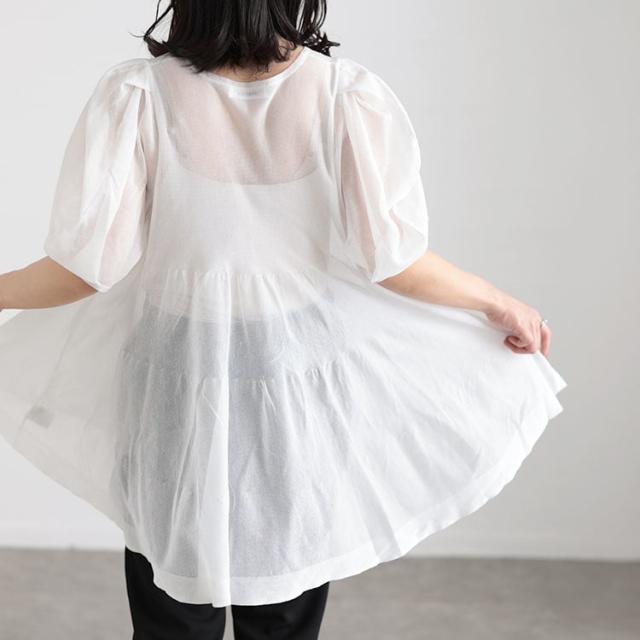 シアー半袖ティアードチュニック