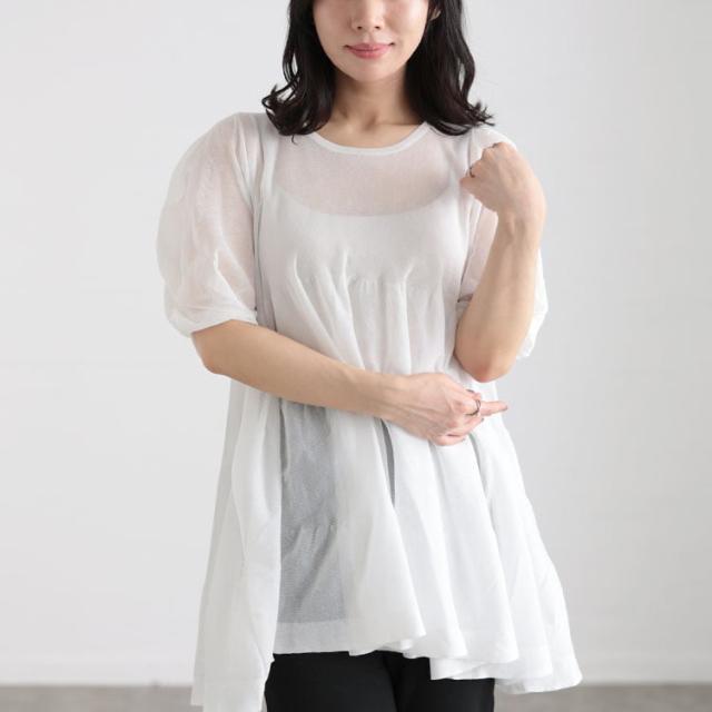 シアー半袖ティアードチュニック
