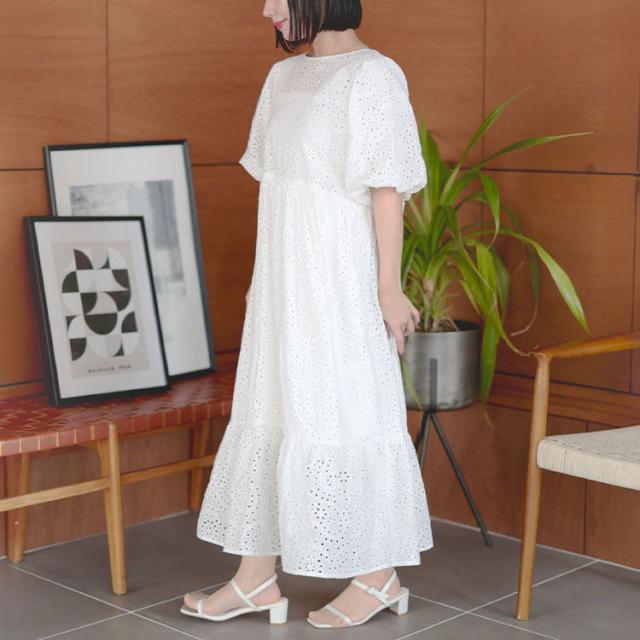 バルーンスリーブレースワンピース