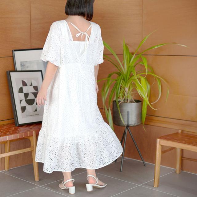 バルーンスリーブレースワンピース