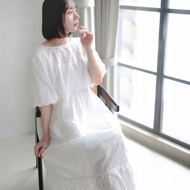 バルーンスリーブレースワンピース