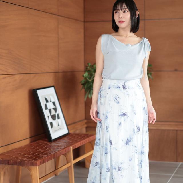 肩リボンアシンメトリーニットトップス