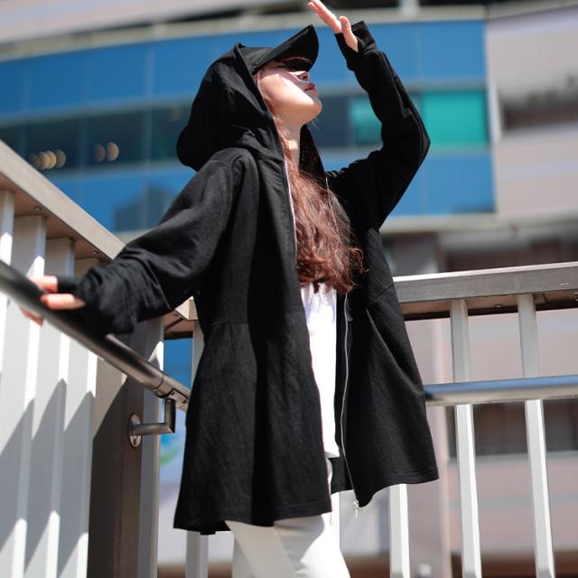 接触冷感＆UVカット＆吸水速乾ペプラムパーカー