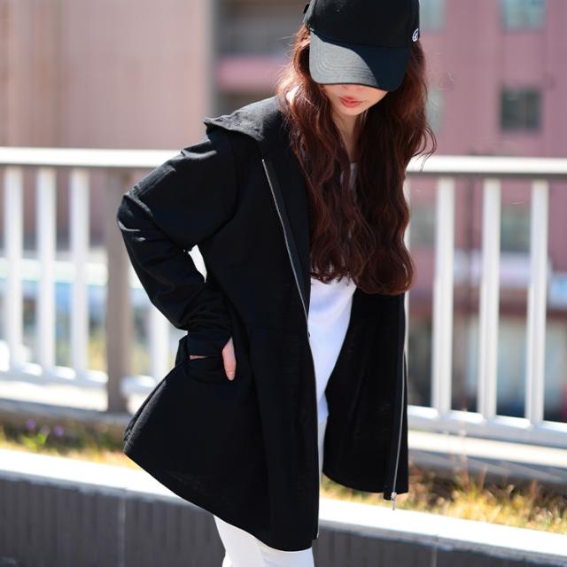 接触冷感＆UVカット＆吸水速乾ペプラムパーカー