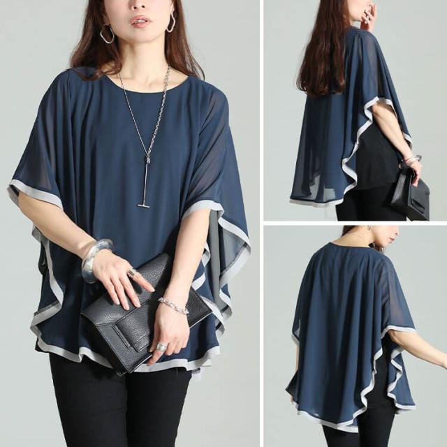 パイピングシフォンフェイクプルオーバー