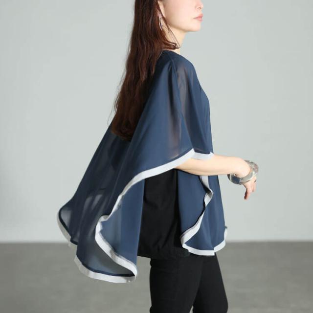 パイピングシフォンフェイクプルオーバー