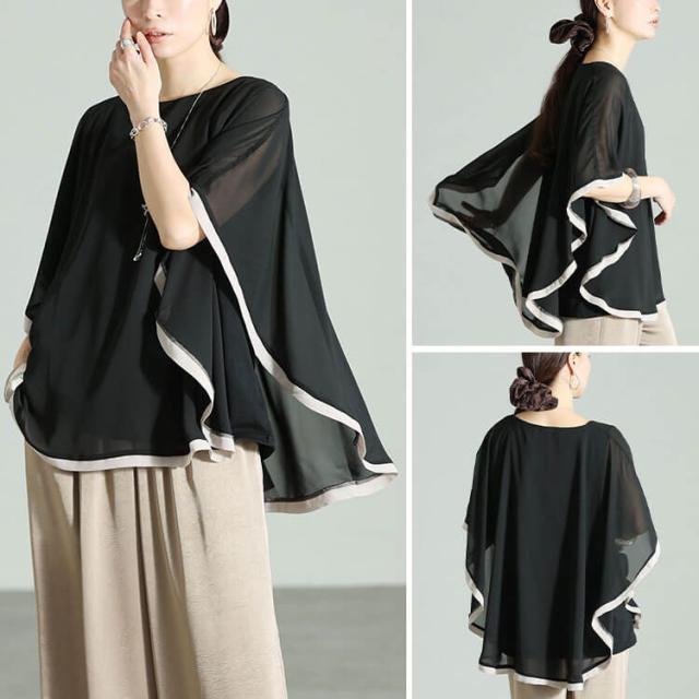 パイピングシフォンフェイクプルオーバー