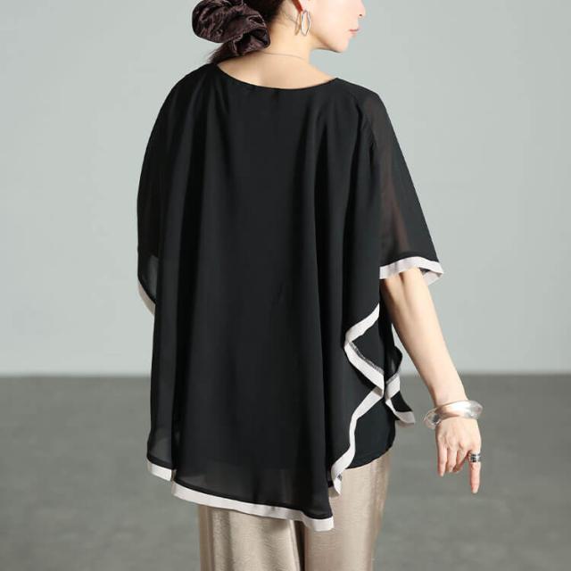 パイピングシフォンフェイクプルオーバー