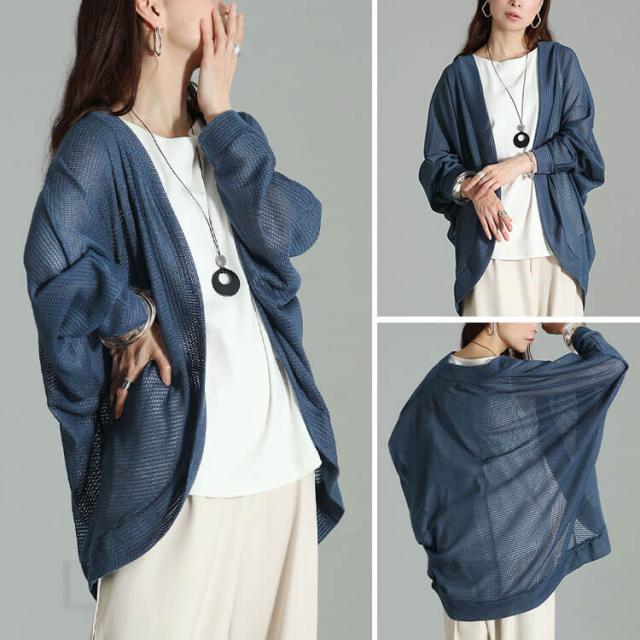 透かし編みドルマンカーディガン