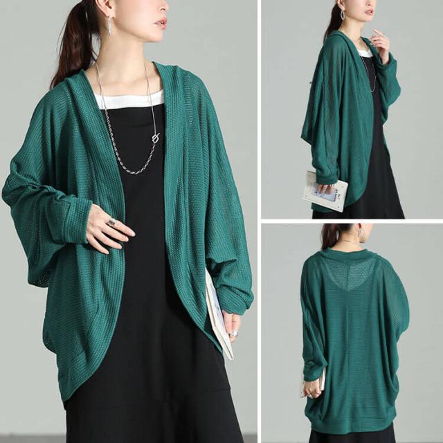 透かし編みドルマンカーディガン