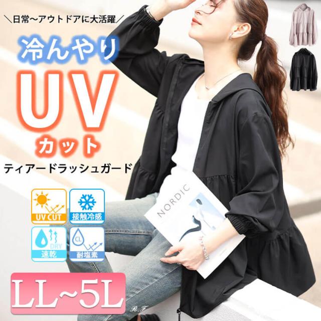接触冷感&UVカット&耐塩素ティアードラッシュガード