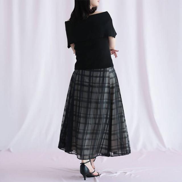 シアージャガードチェックフレアスカート