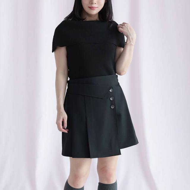 ツイルラップ風プリーツミニスカパン