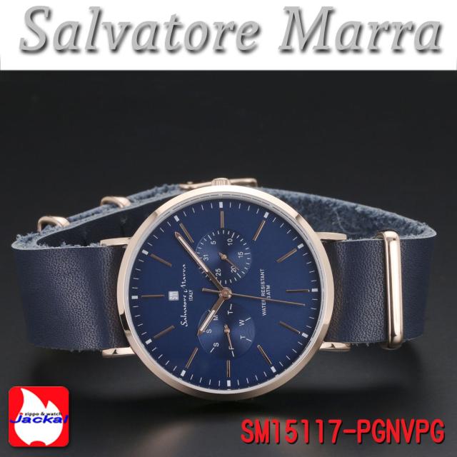 腕時計 メンズ レディース Salvatore Marra サルバトーレマーラ マルチカレンダー 3気圧防水 レザーベルト SM15117-PGNVPG画像2