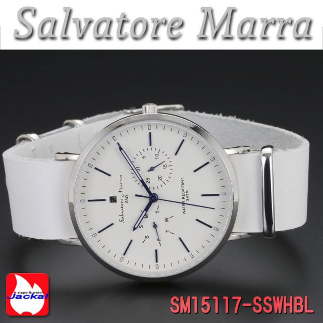 腕時計 メンズ レディース Salvatore Marra サルバトーレマーラ マルチカレンダー 3気圧防水 レザーベルト SM15117-SSWHBL画像2