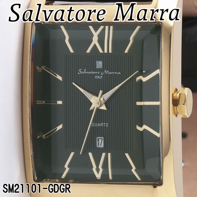 腕時計 メンズ Salvatore Marra サルバトーレマーラ レクタンギュラー(スクエア)ケース 3気圧防水 レザーベルト SM21101-GDGR画像2