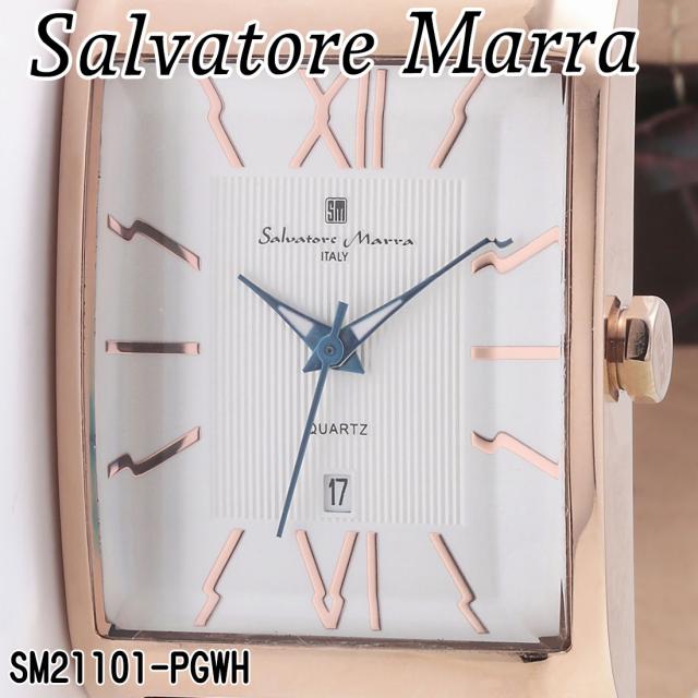 腕時計 メンズ Salvatore Marra サルバトーレマーラ レクタンギュラー(スクエア)ケース 3気圧防水 レザーベルト SM21101-PGWH画像2