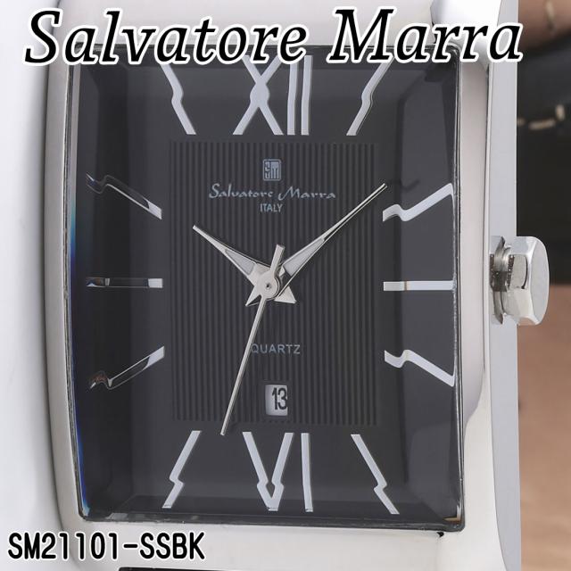 腕時計 メンズ Salvatore Marra サルバトーレマーラ レクタンギュラー(スクエア)ケース 3気圧防水 レザーベルト SM21101-SSBK画像2