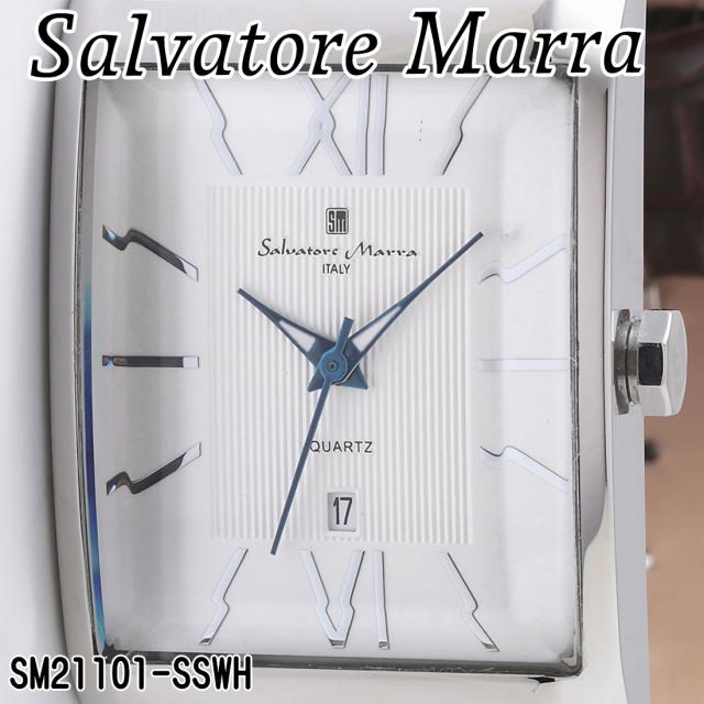 腕時計 メンズ Salvatore Marra サルバトーレマーラ レクタンギュラー(スクエア)ケース 3気圧防水 レザーベルト SM21101-SSWH画像2