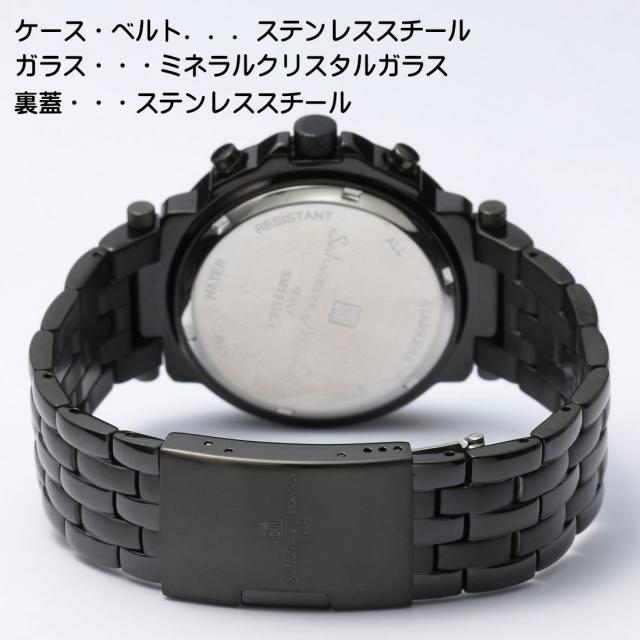 腕時計 メンズ Salvatore Marra サルバトーレマーラ マルチカレンダー オールステンレス 10気圧防水 ステンレススチールベルト SM22108-BKBK画像3