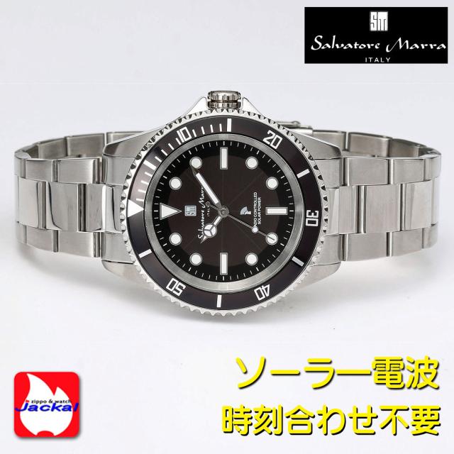 サルバトーレマーラ　電波ソーラー腕時計　メンズ　ステンレススチールベルト 　SM22110-SSBKBK画像4