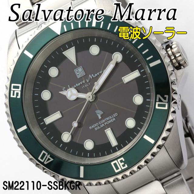 サルバトーレマーラ 電波ソーラー腕時計 メンズ ステンレススチールベルト SM22110-SSBKGR画像2