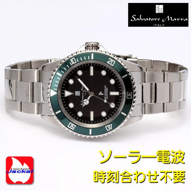 サルバトーレマーラ 電波ソーラー腕時計 メンズ ステンレススチールベルト SM22110-SSBKGR画像4
