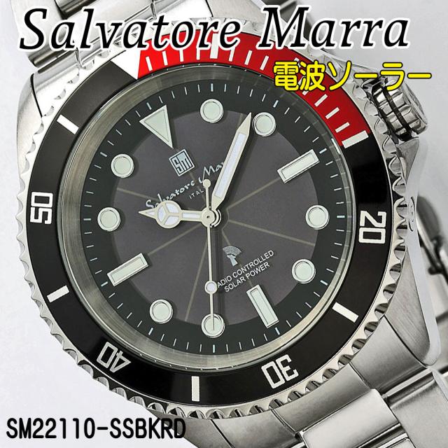 サルバトーレマーラ　電波ソーラー腕時計　メンズ　ステンレススチールベルト 　SM22110-SSBKRD画像2