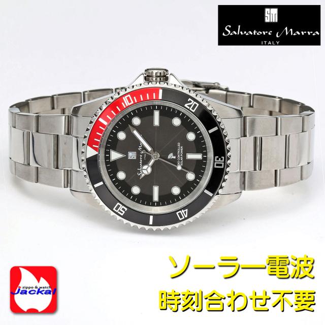 サルバトーレマーラ　電波ソーラー腕時計　メンズ　ステンレススチールベルト 　SM22110-SSBKRD画像4