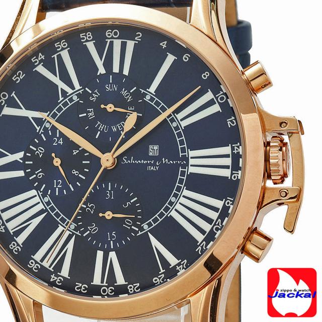 腕時計メンズ 【Salvatore Marra】サルバトーレマーラ ウォッチ レザーベルト アナログ カレンダー 24時間計 マルチファンクション SM23101-PGBL画像5