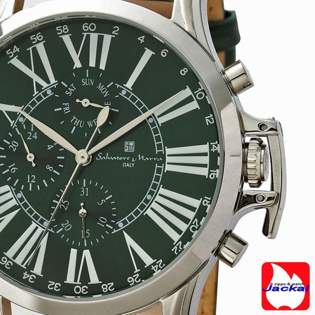 腕時計メンズ 【Salvatore Marra】サルバトーレマーラ ウォッチ レザーベルト アナログ カレンダー 24時間計 マルチファンクション SM23101-SSGR画像5