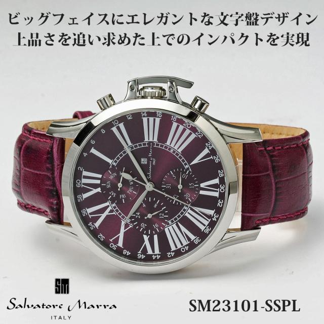 腕時計メンズ 【Salvatore Marra】サルバトーレマーラ ウォッチ レザーベルト アナログ カレンダー 24時間計 マルチファンクション SM23101-SSPL画像2