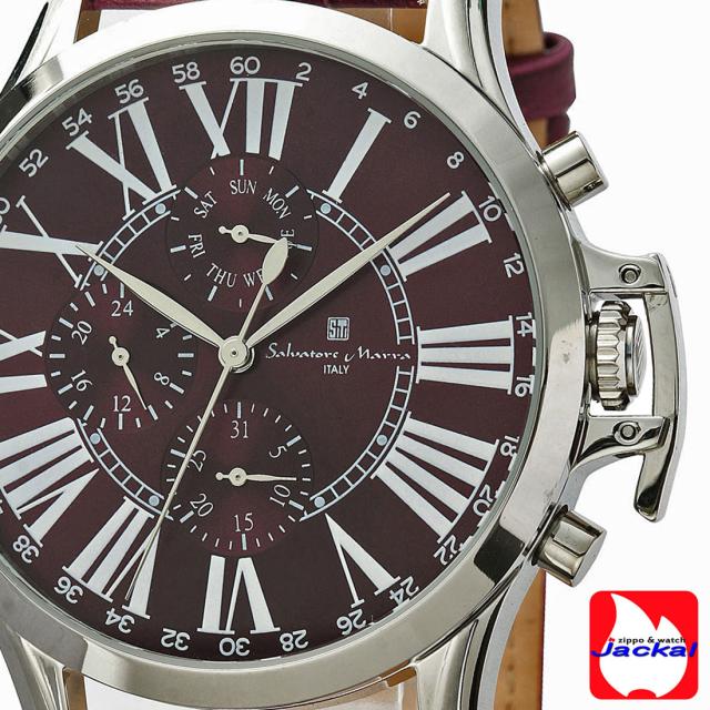 腕時計メンズ 【Salvatore Marra】サルバトーレマーラ ウォッチ レザーベルト アナログ カレンダー 24時間計 マルチファンクション SM23101-SSPL画像5