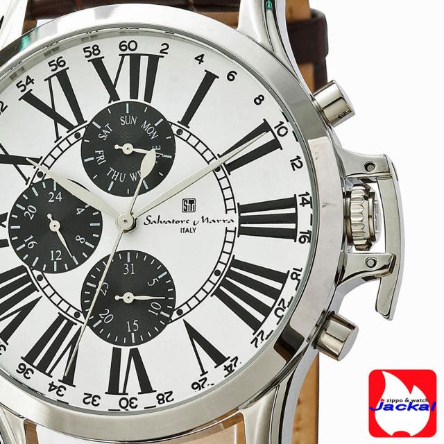 腕時計メンズ 【Salvatore Marra】サルバトーレマーラ　ウォッチ　レザーベルト アナログ カレンダー 24時間計 マルチファンクション  SM23101-SSWH画像5